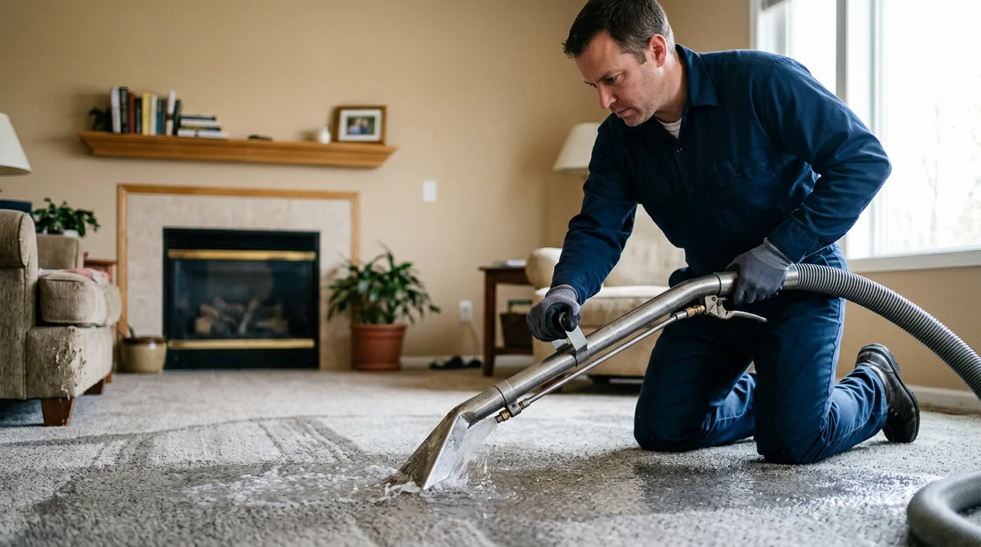 Water damage restoration technician working near Amber, OK